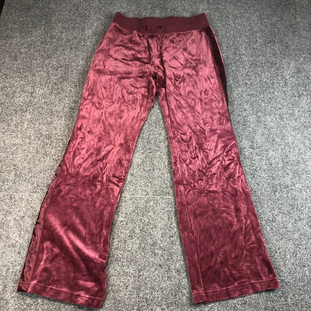 St Johns Bay Petite Velour Flare Lounge Pants Women's Size S/CH Burgundy
